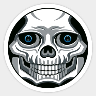 Geometric Skull Logo with Blue Eyes for light background Sticker